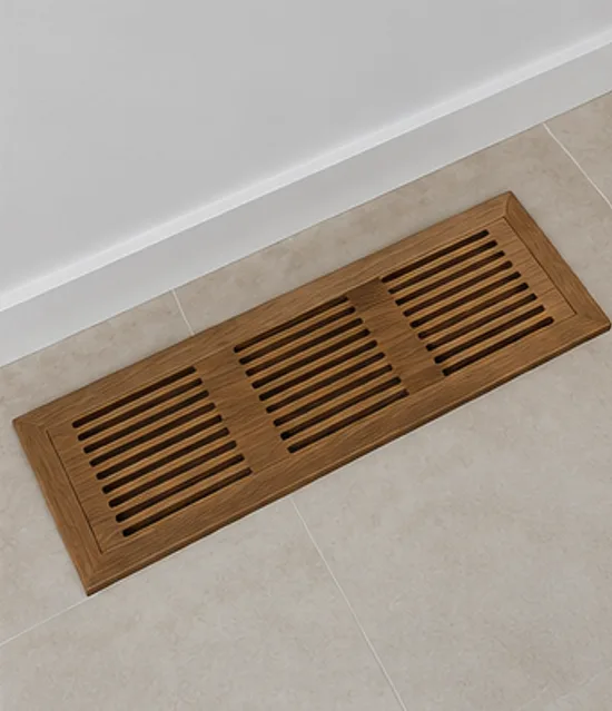 Wide plank wooden floor register matching wide hardwood boards