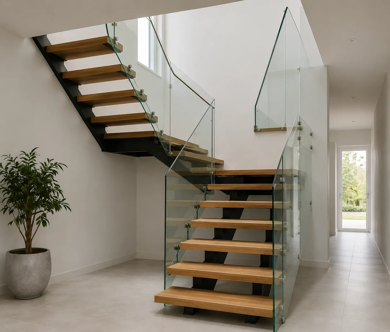 Modern Metal Stringer Build — Metal Stringer / Glass Railing custom staircase