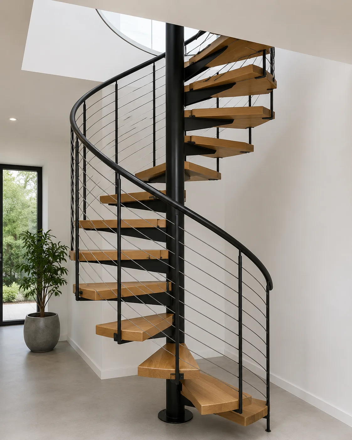 Custom Metal Stringer Installation — Metal Stringer / Hardwood Treads custom staircase