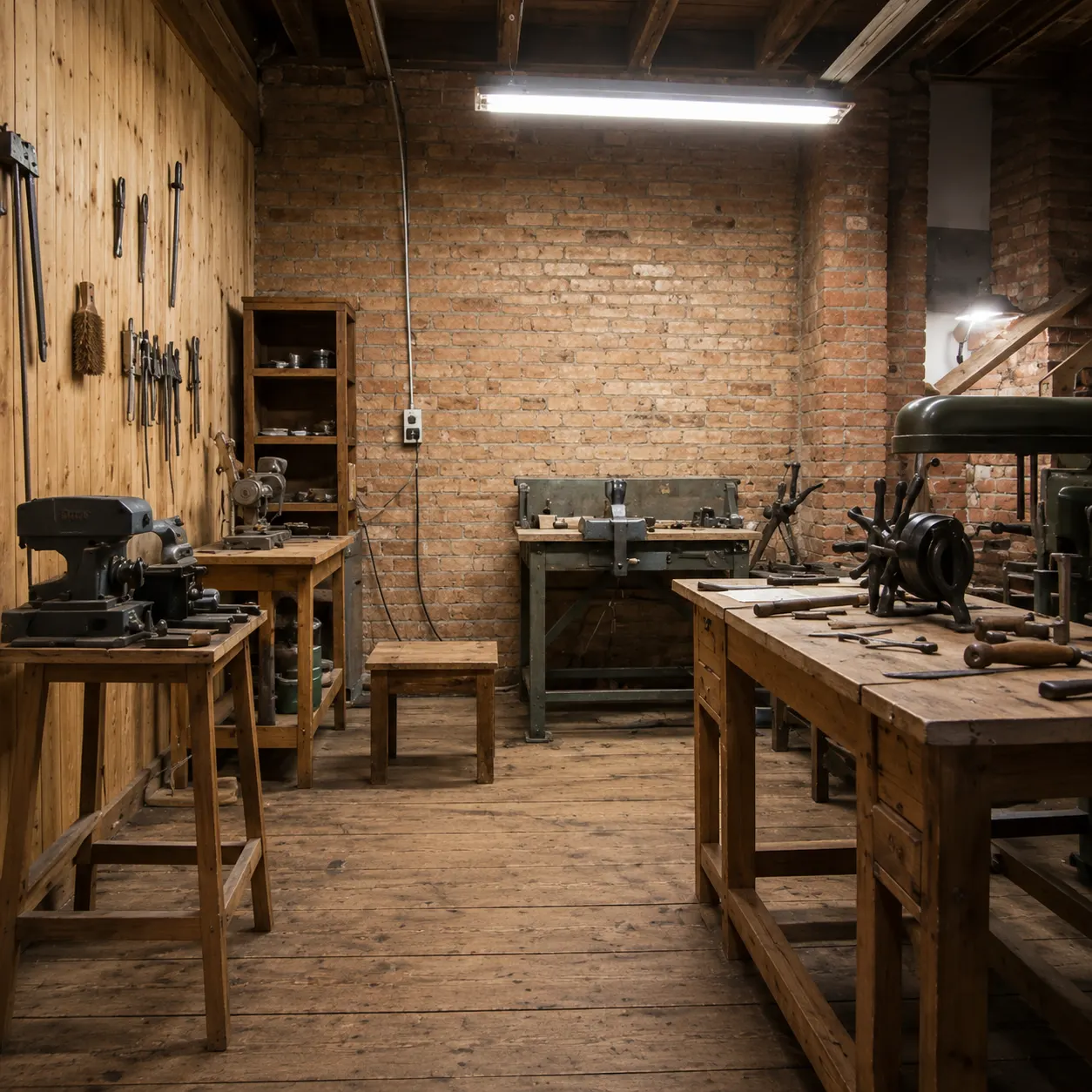 RiseOnStairs workshop showing traditional woodworking craftsmanship