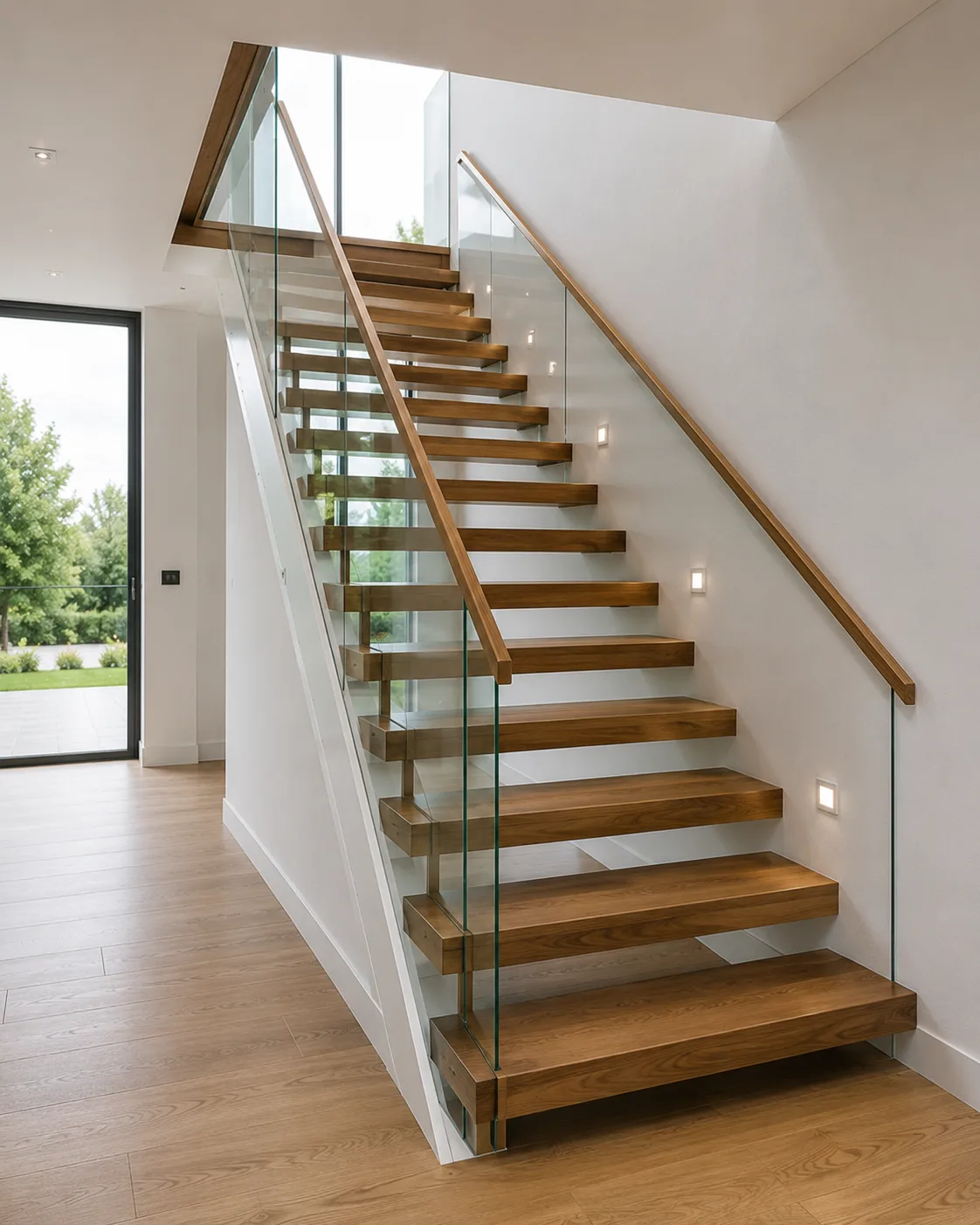 Wooden Stringer Staircase & Railing — Wooden Stringer / Hardwood Railing custom staircase